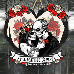 Til Death Do Us Part Couple Skull - Personalized Custom Shaped Wood Sign
