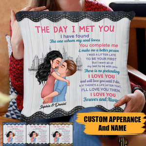 The day I met you Personalized pillow - gift for Couple Anniversary