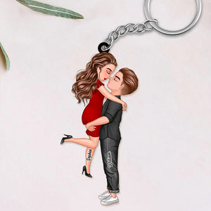 Personalized Doll Couple Kissing Hugging Keychain