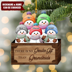 There Is No Greater Gift Than Grandkids - Personalized Snowman Custom Ornament
