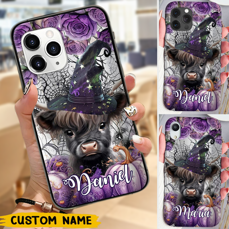 Baby Highland Cow Witch Halloween Personalized Silicone Phone case