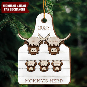 Highland cow, family christmas ornament, farmhouse Christmas, 2023 ornament, rustic christmas ornament